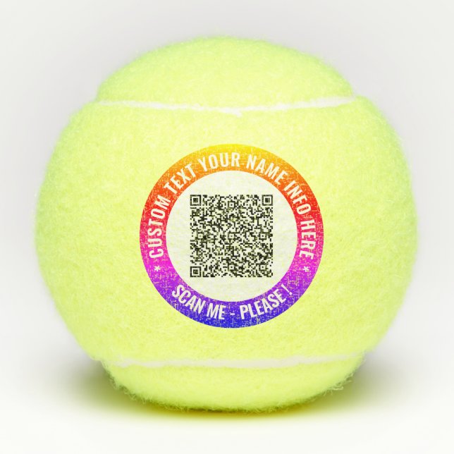 Your QR Code Custom Text Personalised Tennis Balls (Front)