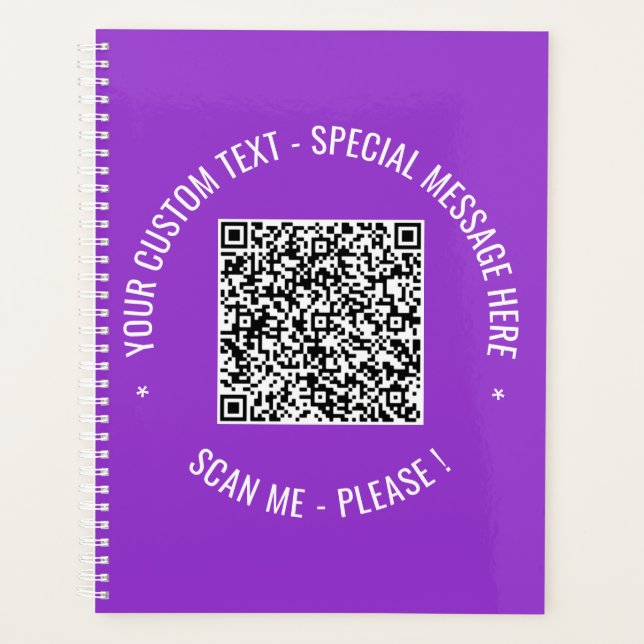 Your QR Code Custom Text Planner Choose Colour (Front)