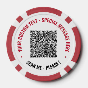 Your QR Code Custom Text Poker Chips Choose Colour