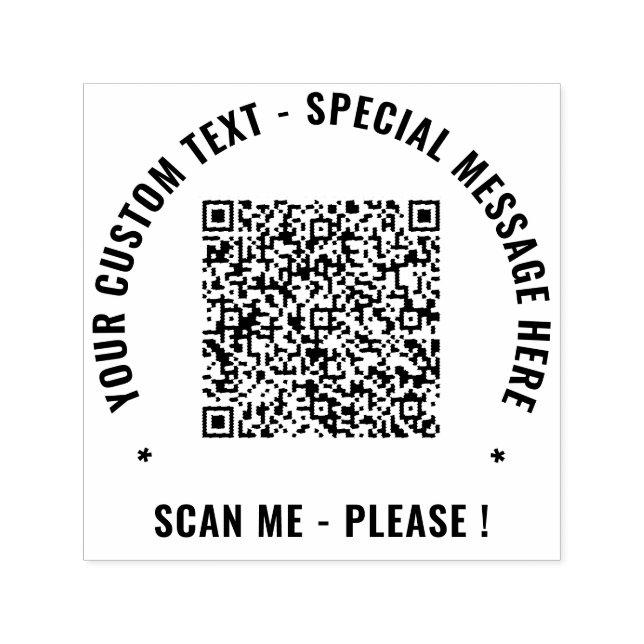 Your QR Code Custom Text Self-inking Stamp Example (Design)