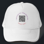 Your QR Code Custom Text Trucker Hat Template<br><div class="desc">Custom Fonts and Colours - Design Your Own Personalised Trucker Hat with Your QR Code Scan Info Custom Text Promotional Business or Personal Funny Hats / Caps Gift - Add Your QR Code - Image or Logo - Photo / or Text / more - Resize and Move or Remove /...</div>