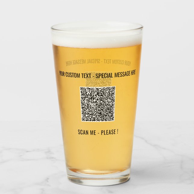 Your QR Code Custom TextPromotional Glass Example (Front Filled)