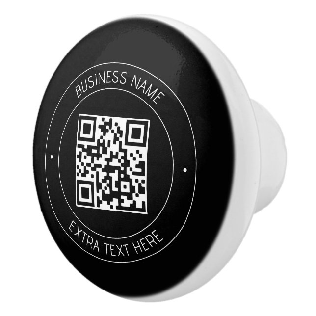 Your QR code & Editable Text | Black & White Ceramic Knob (Right)
