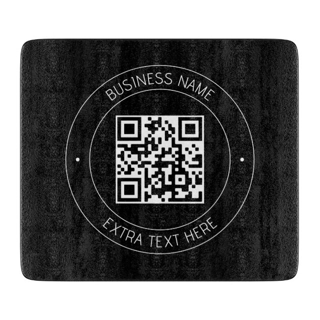 Your QR code & Editable Text | Black & White Cutting Board (Front)