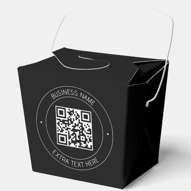 Your QR code & Editable Text | Black & White Favour Box (Front)