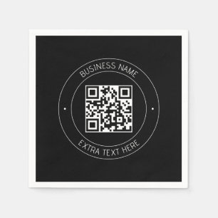 Your QR code & Editable Text   Black & White Napkin