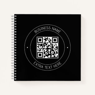 Your QR code & Editable Text Black & White Notebook