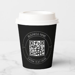 Your QR code & Editable Text   Black & White Paper Cups