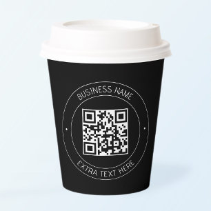 Your QR code & Editable Text Black & White Paper Cups