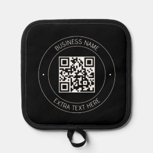Your QR code & Editable Text Black & White Pot Holder
