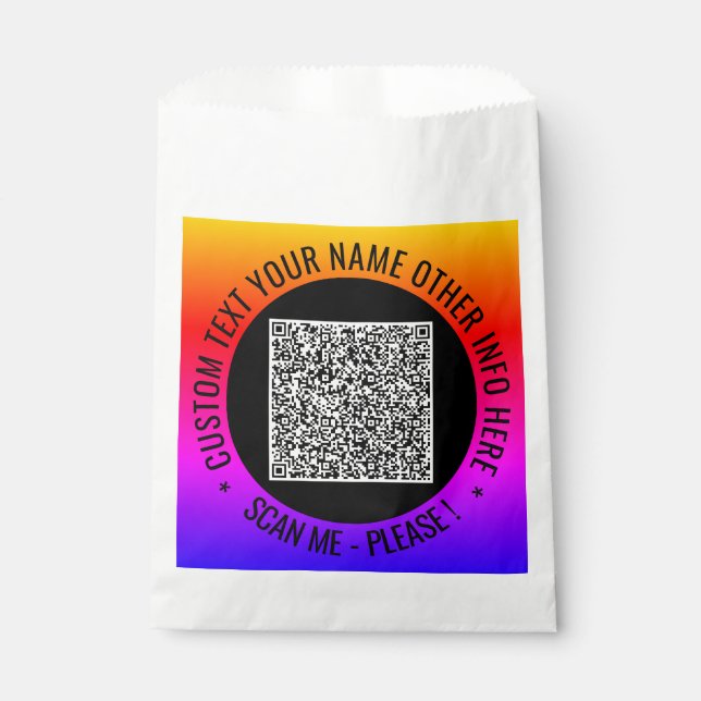 Your QR Code Favour Bags with Custom Text Example (Front)