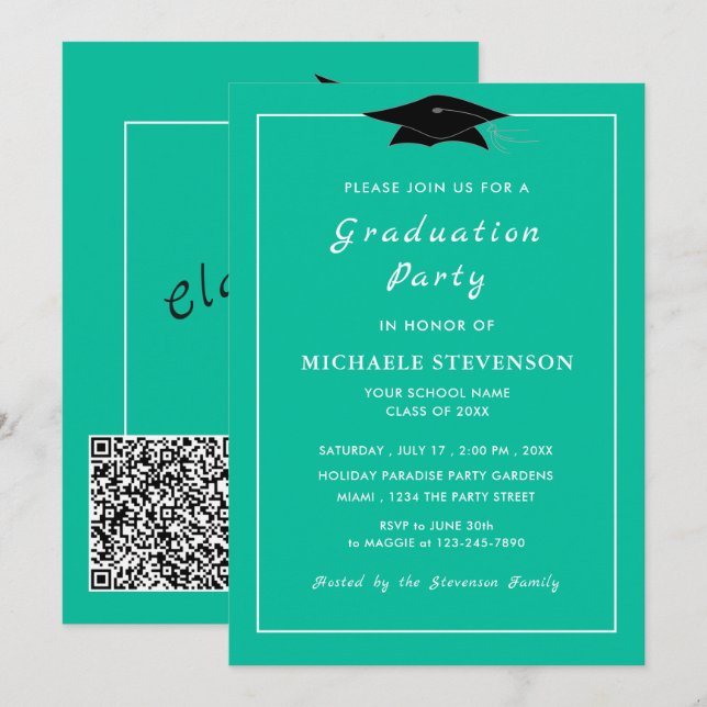 Your QR Code Graduation Invitations Choose Colours (Front/Back)