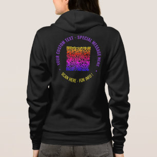 Your QR Code Hoodie Example Custom Text and Colors