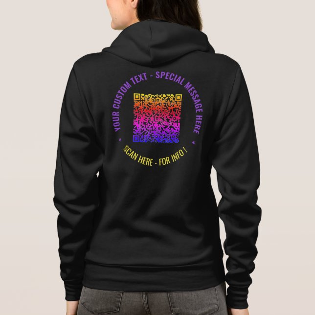Your QR Code Hoodie Example Custom Text and Colour (Back)