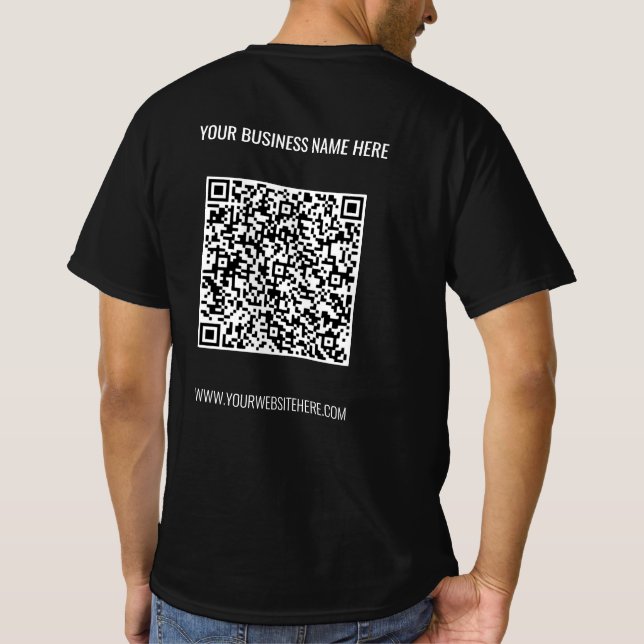 Your QR Code Info Custom Text Business T-Shirt (Back)