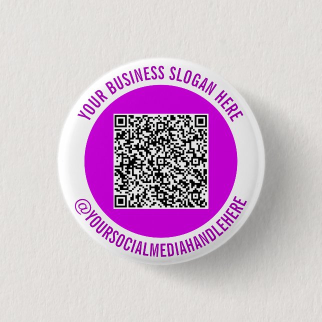 Your QR Code Info Social Media Promotional Button (Front)