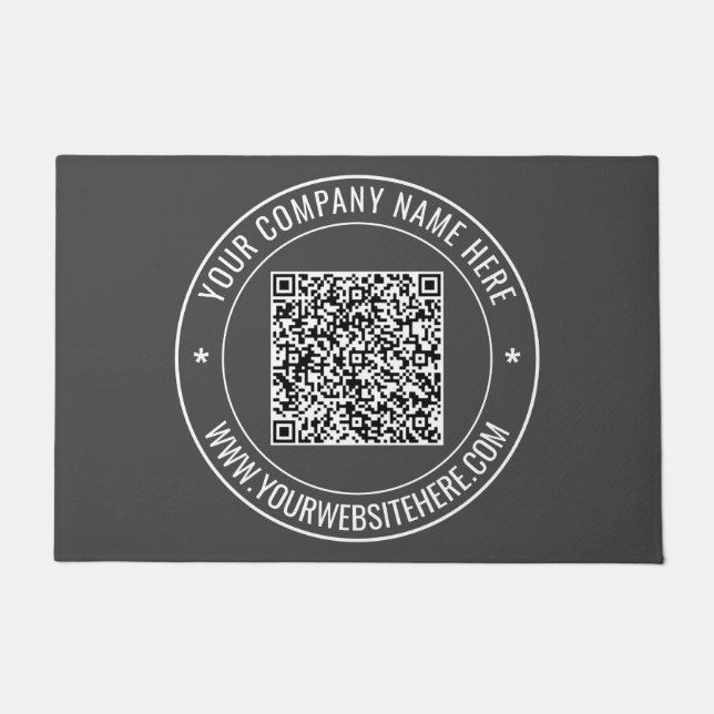 Your QR Code Info Text Business Promotion Doormat (Front)
