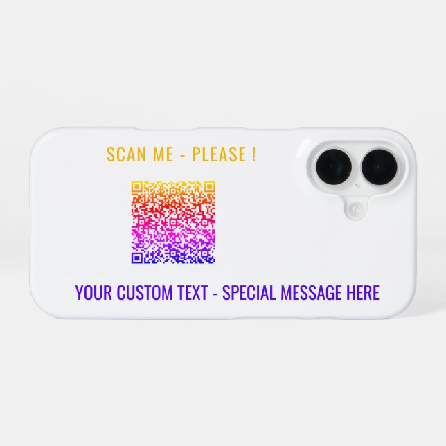 Your QR Code iPhone Case Example Custom Text (Back Horizontal)
