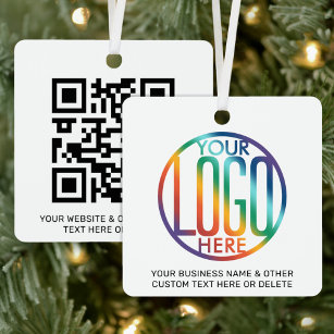 Your QR Code & Logo Business Promotional Square Metal Tree Decoration
