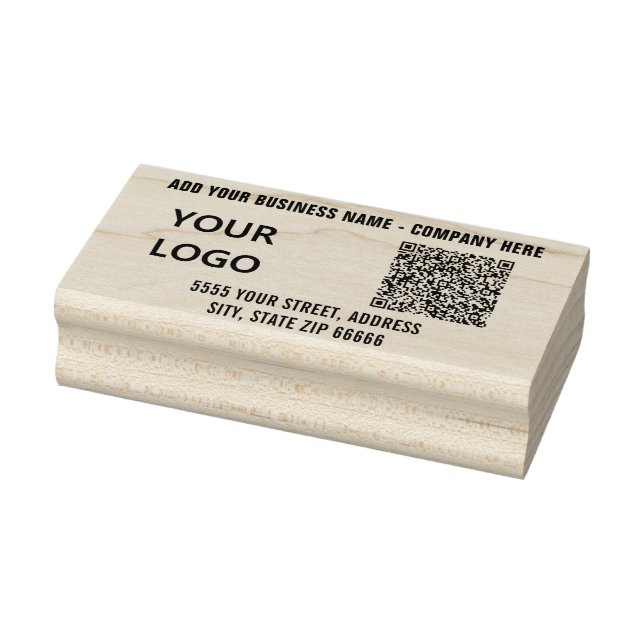 Your QR Code Logo Custom Text Address Rubber Stamp (Stamp)