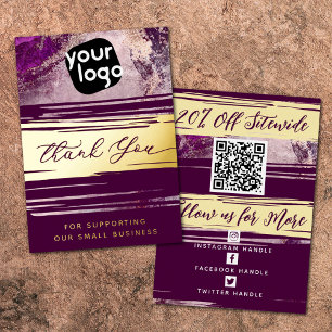   Your QR Code & Logo Modern Thank You Real Foil