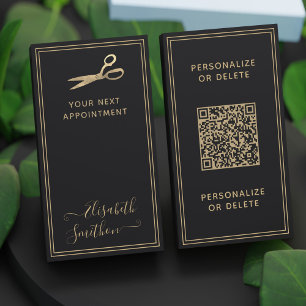 Your QR Code Luxury Hair Stylist Next Appointment Business Card