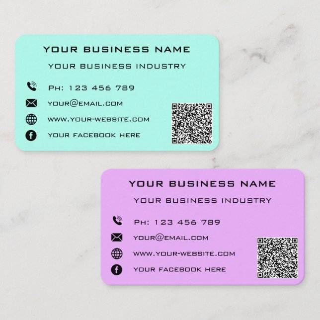 Your QR Code Name Address Info Colour Business Car Calling Card (Front/Back)