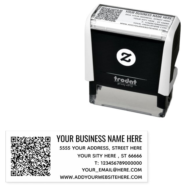 Your QR Code Name Address Info Self-inking Stamp (In Situ)