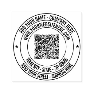 Your QR Code Name Address Website Modern Stamp