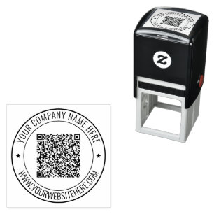 Your QR Code Name Website Business Round Stamp