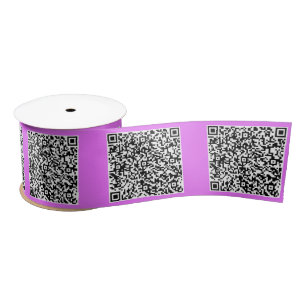 Your QR Code Neon Purple Ribbon or Choose Colour Satin Ribbon