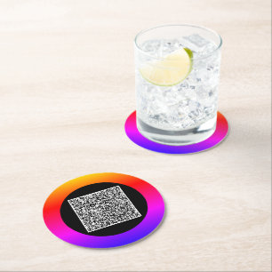 Your QR Code Paper Coaster Example Custom Text