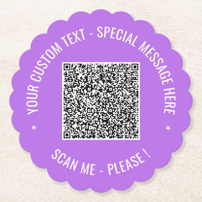 Your QR Code Paper Coaster Template Custom Text (Front)