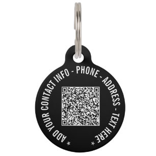 Your QR Code Pet ID Tag Template Custom Text Name
