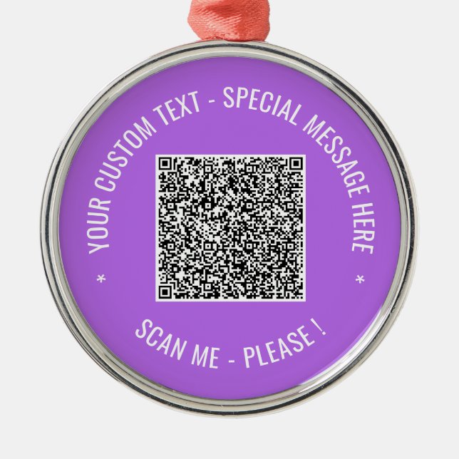 Your QR Code Scan and Custom Text Personalised Metal Tree Decoration (Front)