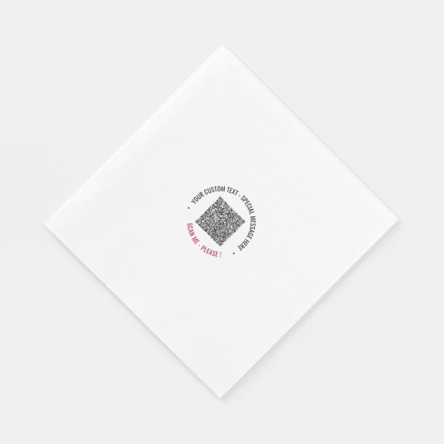 Your QR Code Scan Custom Text and Colours Napkins (Corner)