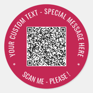 Your QR Code Scan Custom Text and Colours Sticker
