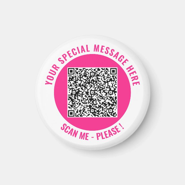 Your QR Code Scan Custom Text Magnet Choose Colour (Front)