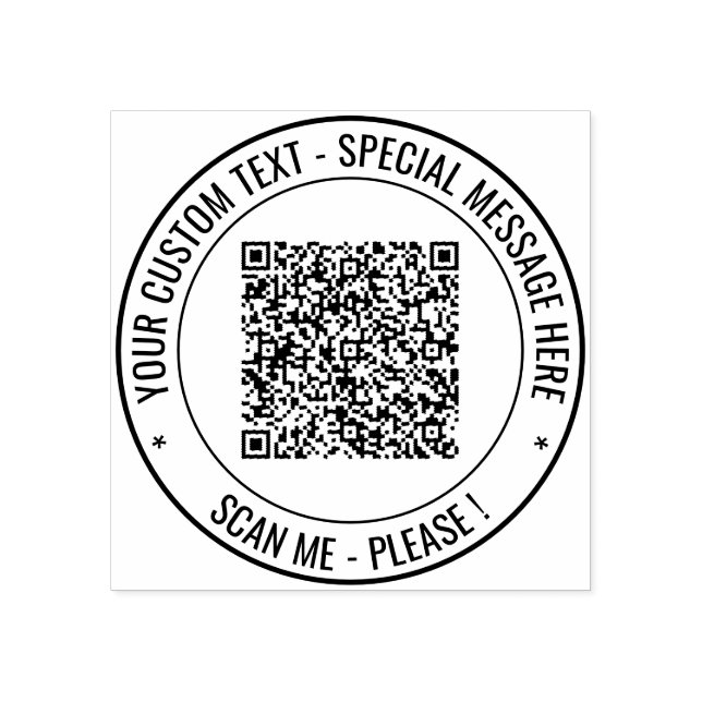 Your QR Code Scan Custom Text Round Rubber Stamp (Imprint)