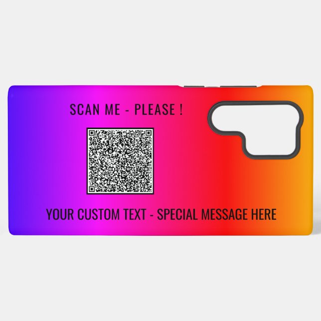 Your QR Code Scan Custom Text Samsung Galaxy Case (Back Horizontal)