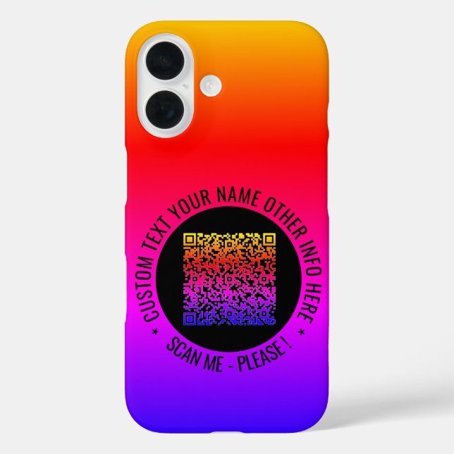 Your QR Code Scan Info and Custom Text iPhone Case (Back)