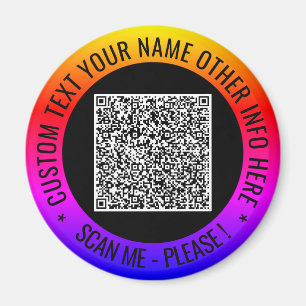 Your QR Code Scan Info and Custom Text Magnet