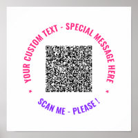 Your QR Code Scan Info and Custom Text Poster