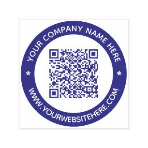 Your QR Code Scan Info and Custom Text Round Stamp