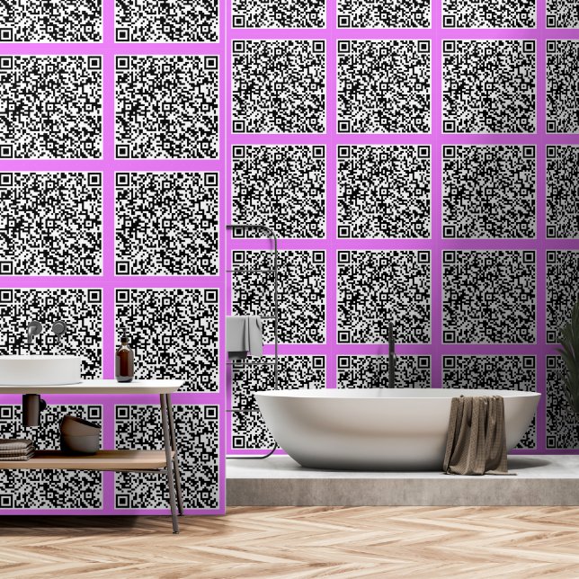 Your QR Code Scan Info Custom Colours Personalised Wallpaper (Bathroom)