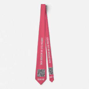 Your QR Code Scan Info Custom Text Colours Neck Ti Tie