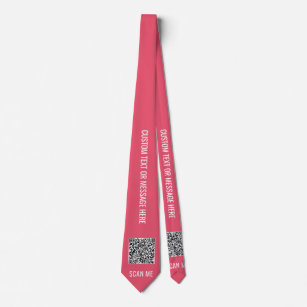 Your QR Code Scan Info Custom Text Colours Neck Ti Tie