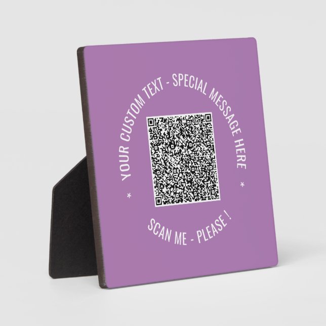 Your QR Code Scan Info Custom Text Colours Plaque (Front)