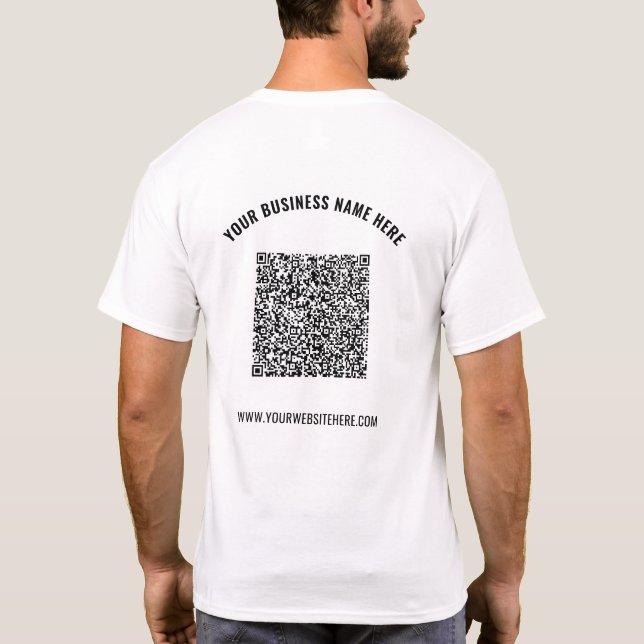 Your QR Code Scan Info Custom Text Company T-Shirt (Back)