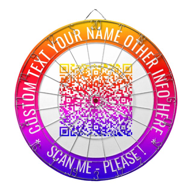 Your QR Code Scan Info Custom Text Dart Board (Front)